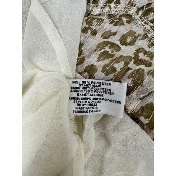 WALTER BAKER  Faber Tie-Detailed Leopard-Print Metallic Georgette Dress Sz 0 - Picture 12 of 13